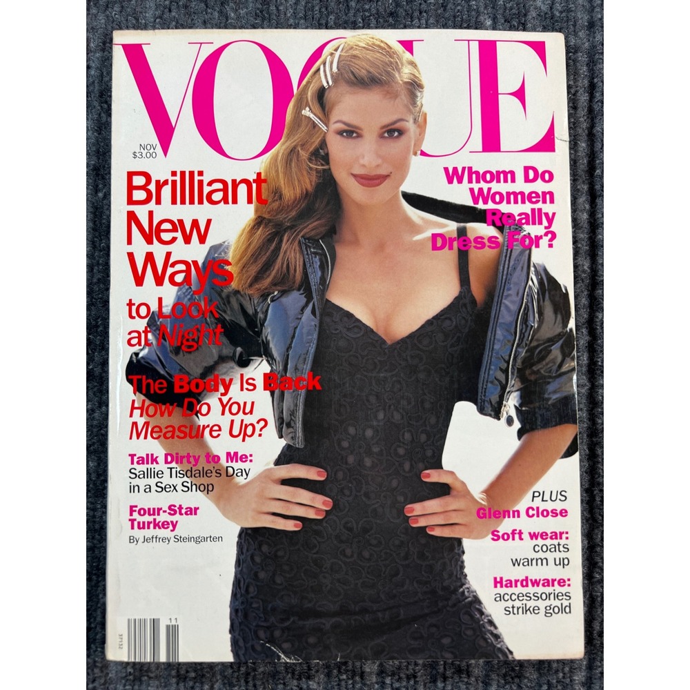 Vintage 90s VOGUE Magazine November 1994 Cindy Crawford Kate Moss Fashion Glam